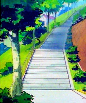 L'escalier de l'épisode 14 avec sa rampe